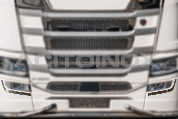 Scania stainless steel fog lights surround 